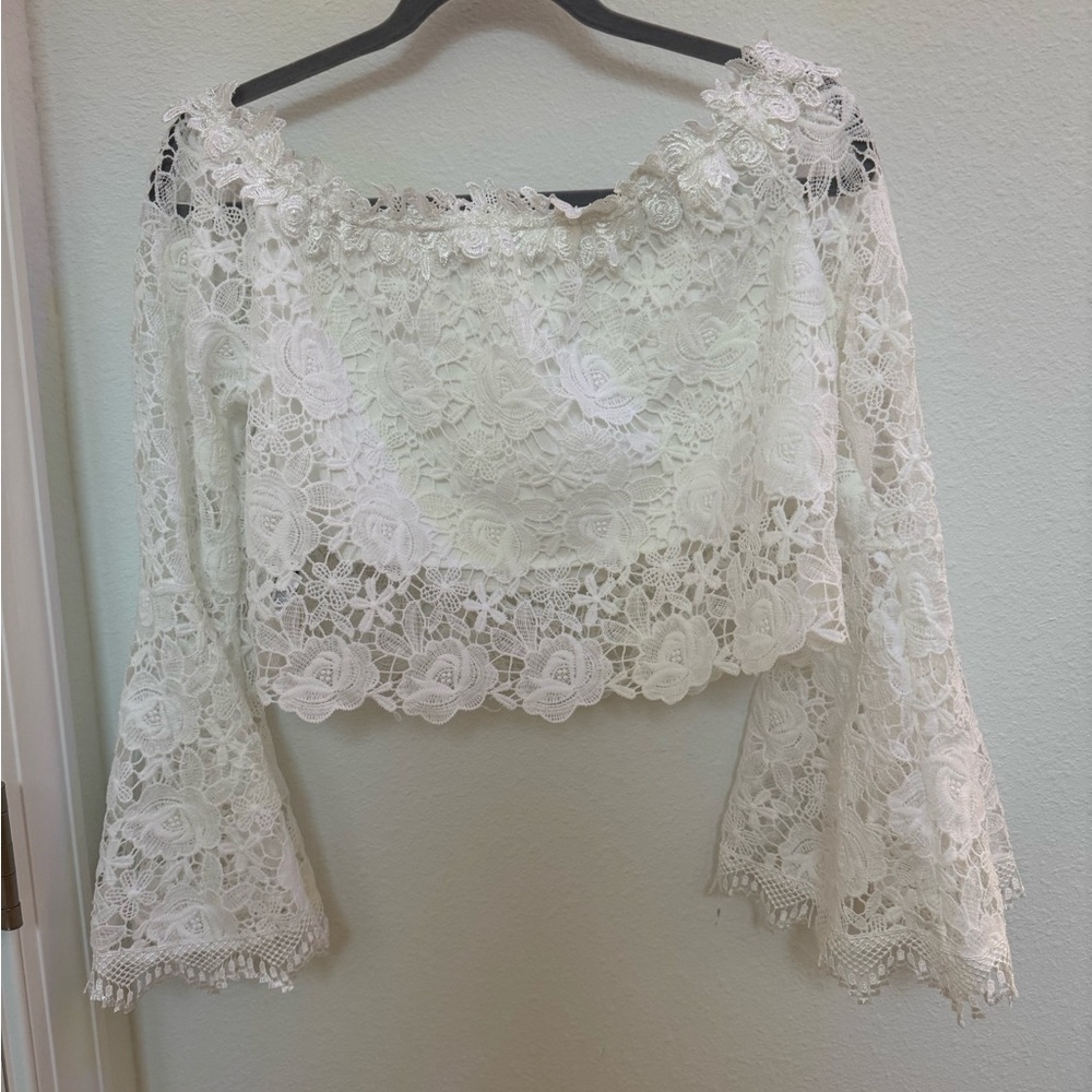 White Lace Off-Shoulder Top